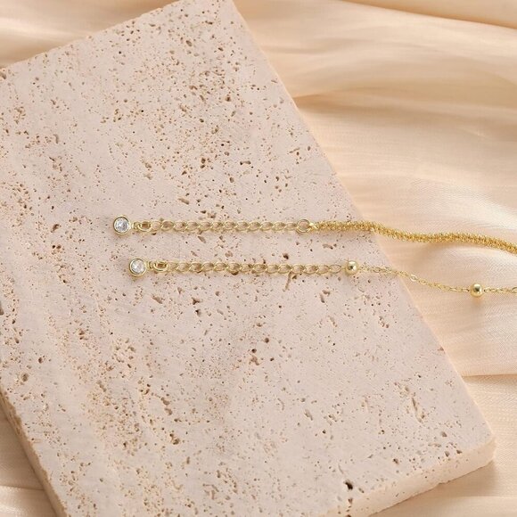 Stackable Figaro GD Beaded Cuban Link Waterproof Adjustable  Anklet for Women - Picture 7 of 8